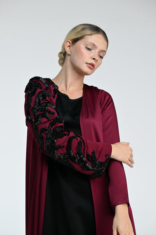 Anemone Embroidered Abaya close up