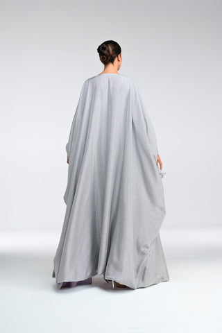 Italian Silver Veil Crystal-Tassel Abaya back