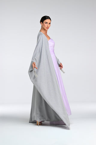 Italian Silver Veil Crystal-Tassel Abaya side