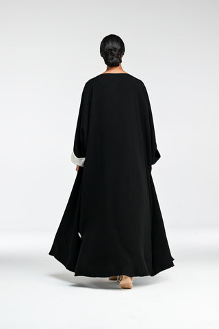 Ivory-Cuff Midnight Abaya back