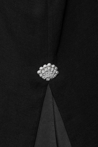 Ivory-Cuff Midnight Abaya detail