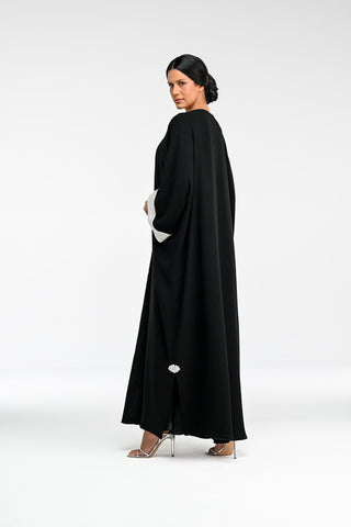 Ivory-Cuff Midnight Abaya side