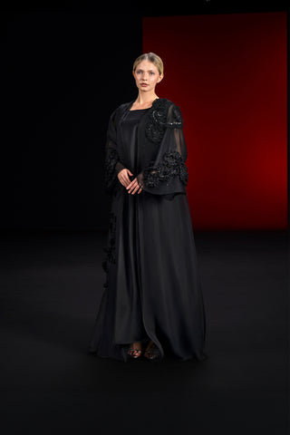 Jet Chiffon Crystalline Abaya