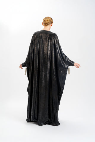 Midnight-Scale Crystal-Tassel Abaya back