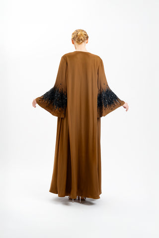 Olive-Ecru Midnight Bloom Abaya back