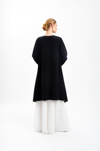 Shadow-Trim White Skirt Abaya back