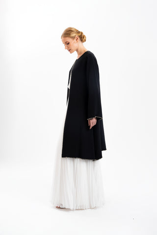 Shadow-Trim White Skirt Abaya side