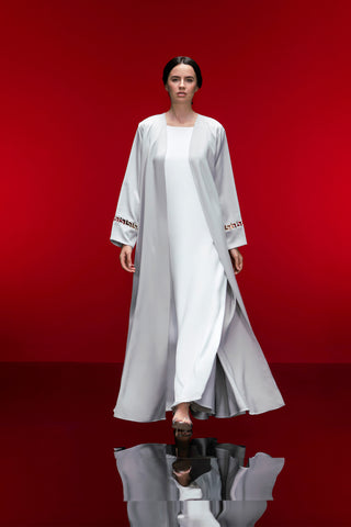 Silver-Mist Crystal Cuff Abaya