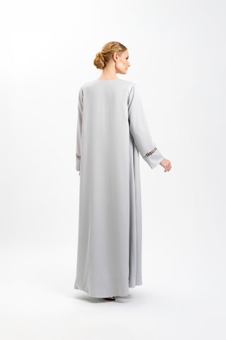 Silver-Mist Crystal Cuff Abaya back