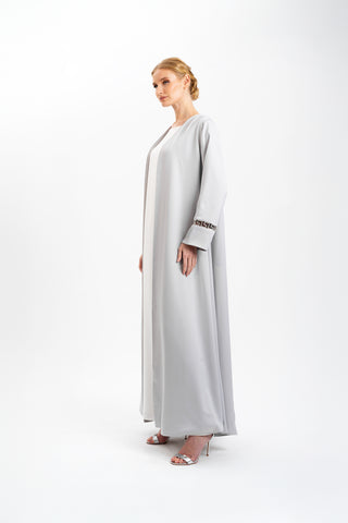 Silver-Mist Crystal Cuff Abaya side